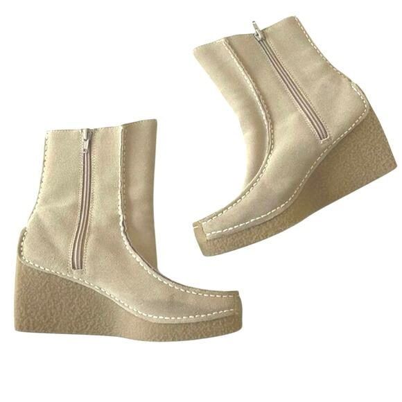 Vintage Vtg Candies Y2K Cream Suede Platform size 7 NWOT - Picture 4 of 6